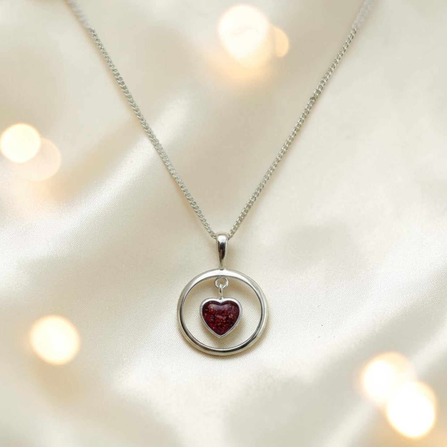 Silver round heart pendant, handcrafted in Lancashire UK
