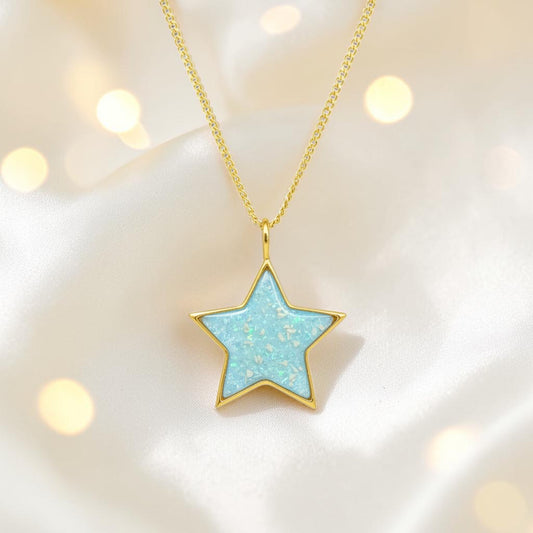 gold star ashes memorial pendant, handcrafted in lancashire, uk