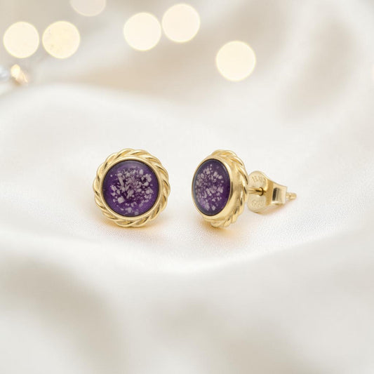 9ct gold rope edge stud earrings, handcrafted in lancashire, uk