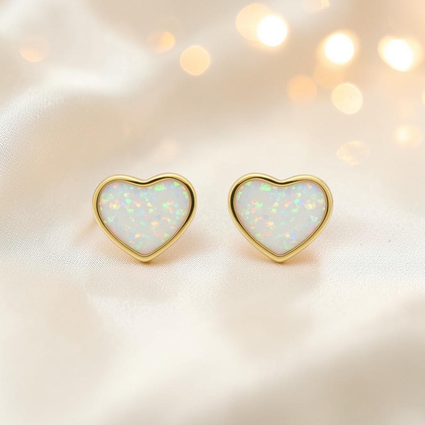 9ct gold heart stud earrings, handcrafted in lancashire, uk