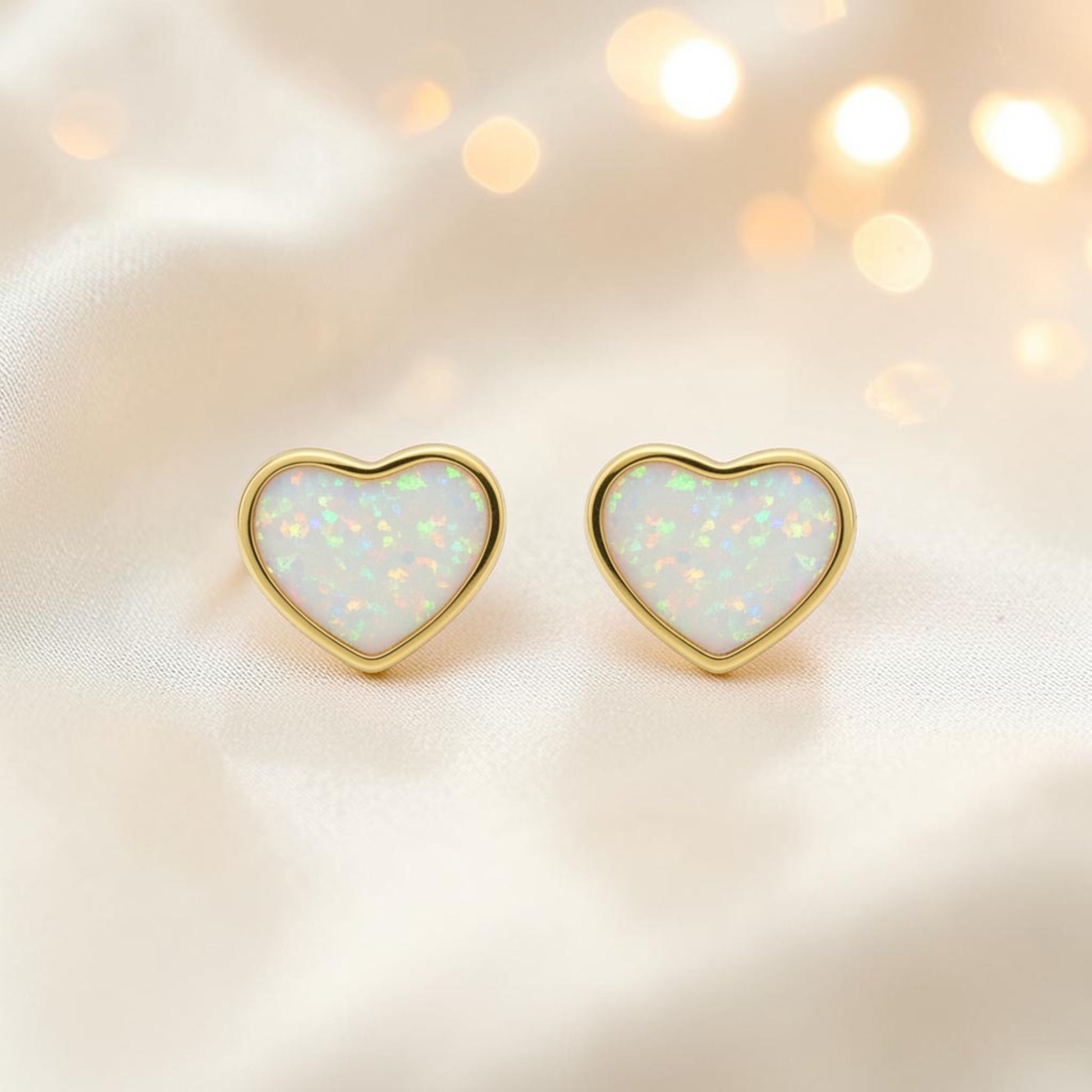 9ct gold heart stud earrings, handcrafted in lancashire, uk