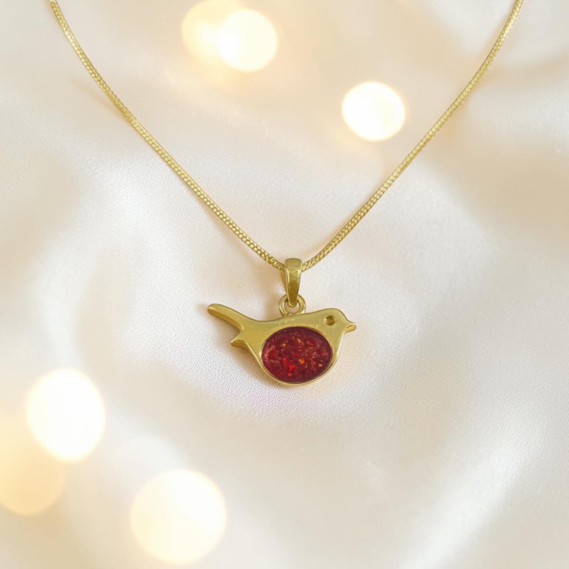 gold robin pendant, handcrafted to order, lancashire