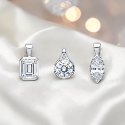 three memorial pendants silver with cz stones handcrafted in lancashire, uk