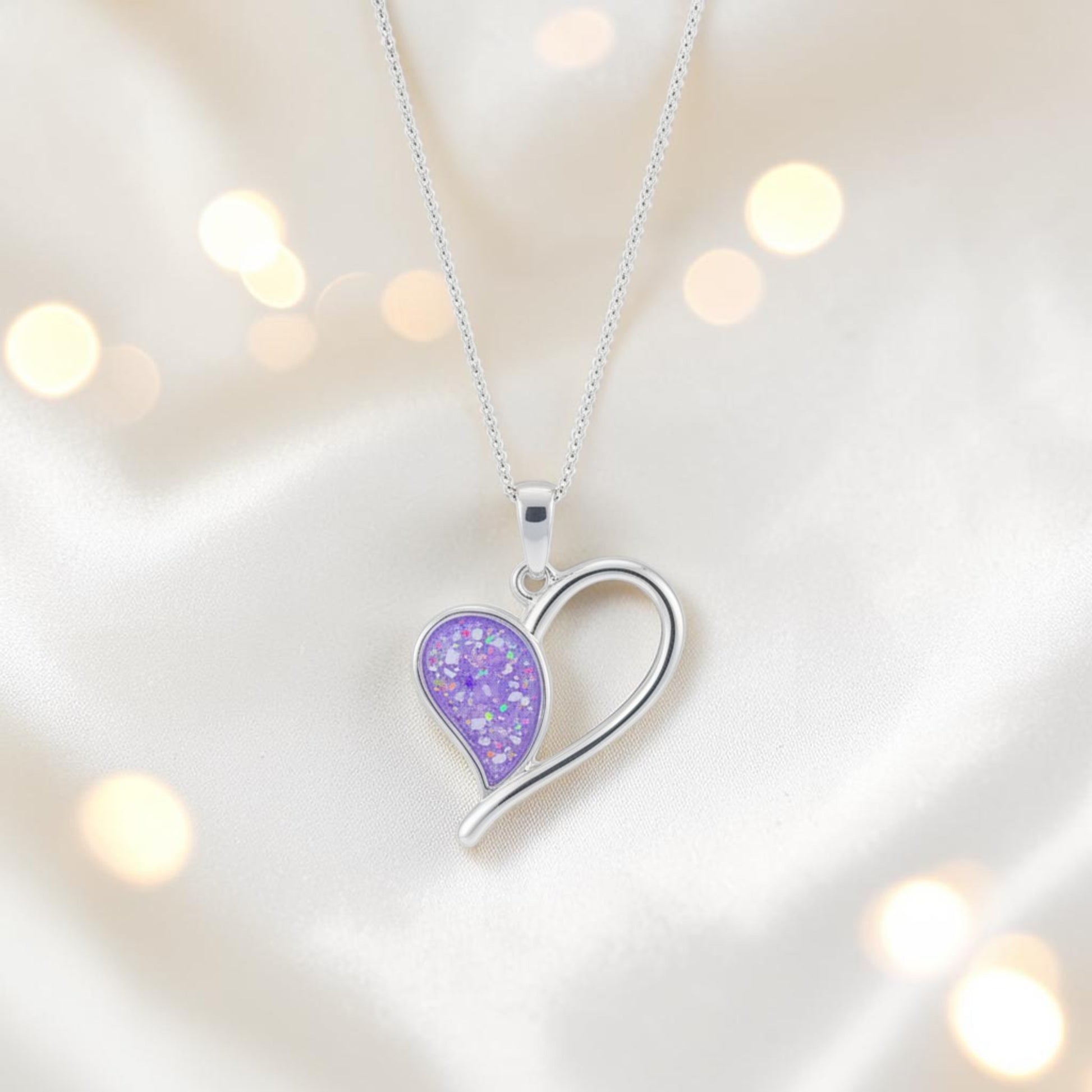 silver open heart memorial pendant, handcrafted in lancashire, uk