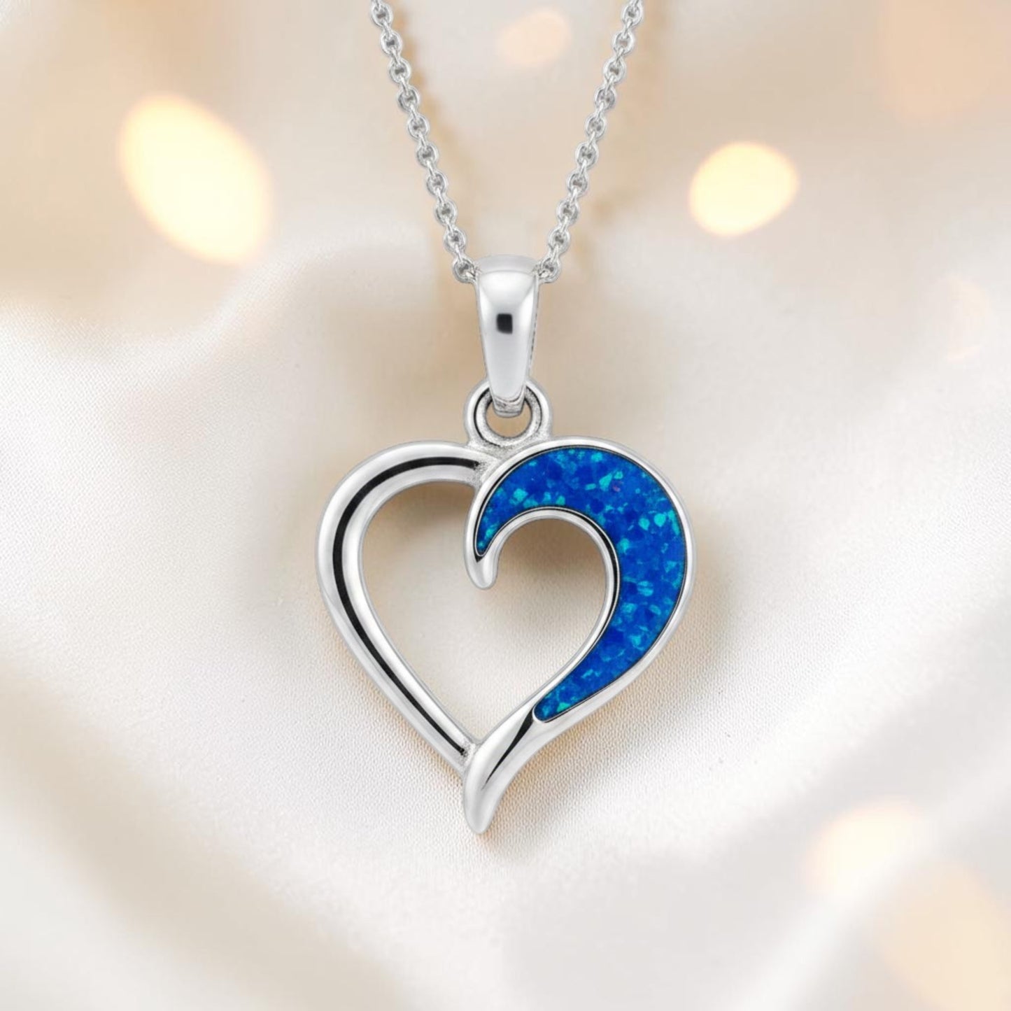 Enif Heart Pendant with Royal Blue in single side recess, handcrafted in Lancashire, uk