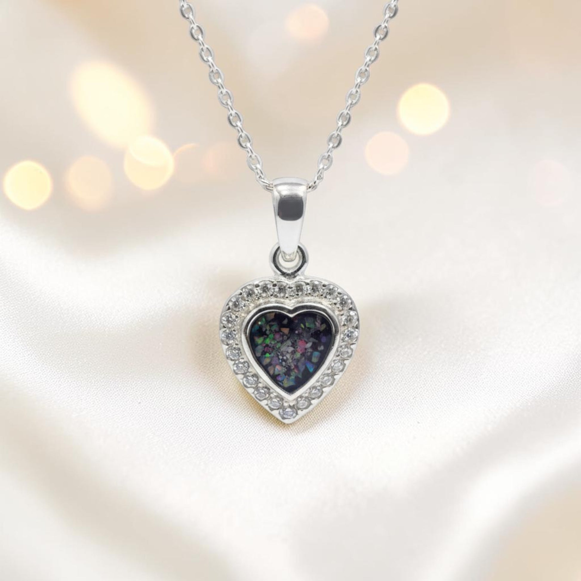 silver heart ashes keepsake pendant, handcrafted in uk 
