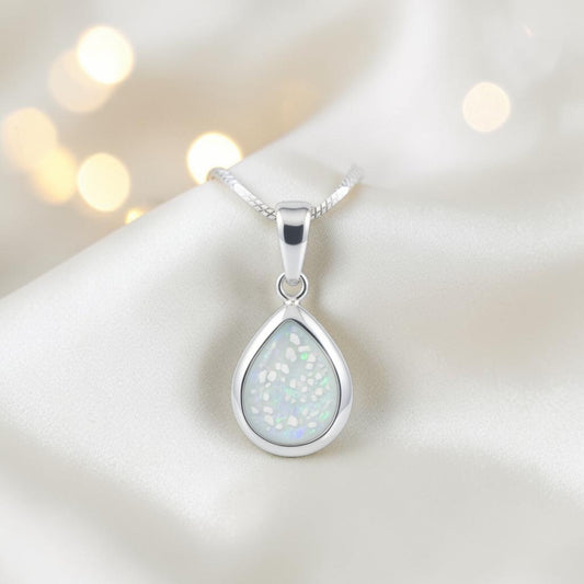 Procyon Pendant — sterling silver pear-shaped ashes memorial pendant, handcrafted in Lancashire, UK