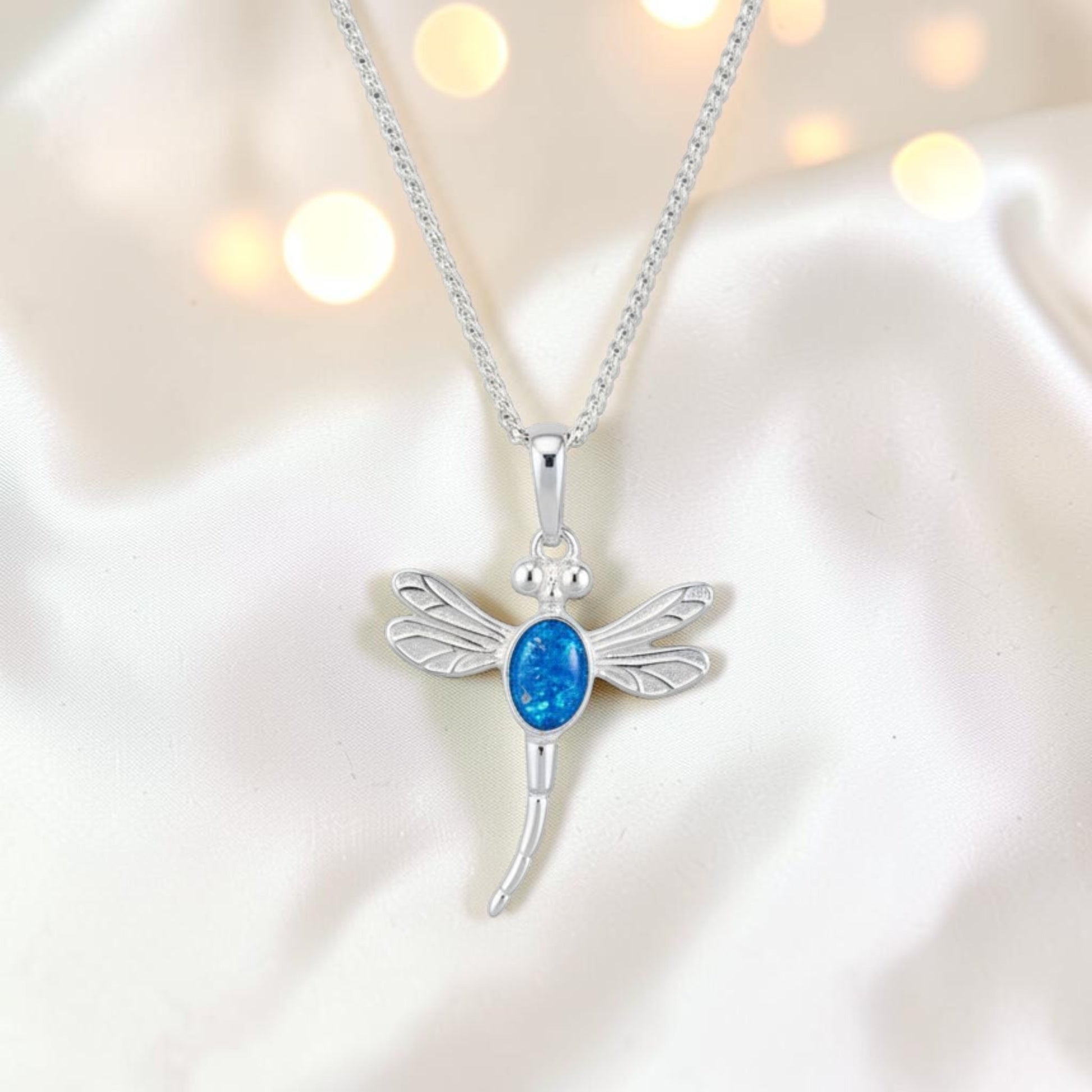 silver dragonfly ashes memorial pendant, handcrafted in lancashire, uk