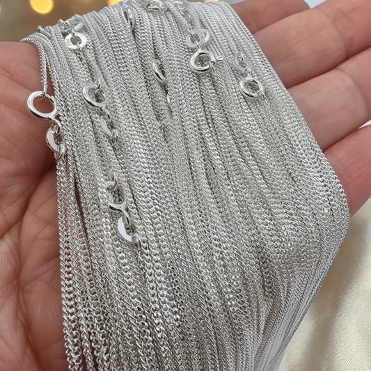 Silver curb chain for pendants, made in the UK