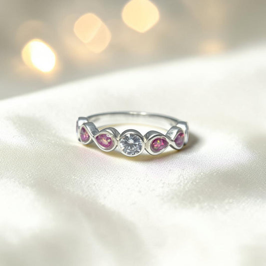 Celestina Band — silver infinity solitaire ashes memorial ring, handcrafted in Lancashire, UK