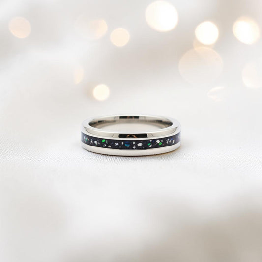 Horizon Band — silver slim unisex channel ashes memorial ring, handcrafted in Lancashire, UK