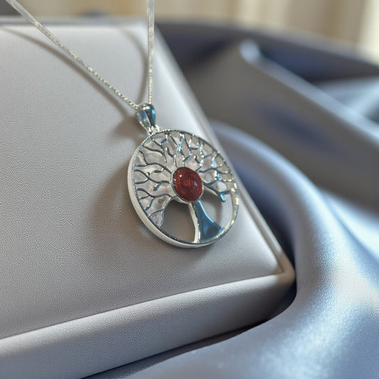 Silver tree of life memorial pendant, handcrafted in Lancashire, UK