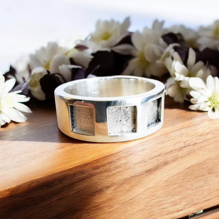 Men's Triple Square Solid 925 Silver Ring