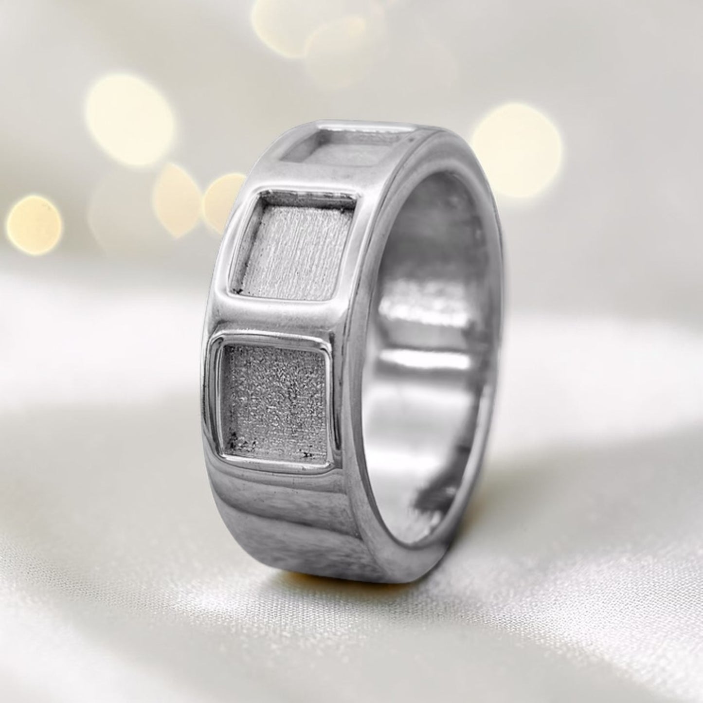 triple setting mens ashes memorial ring, uk
