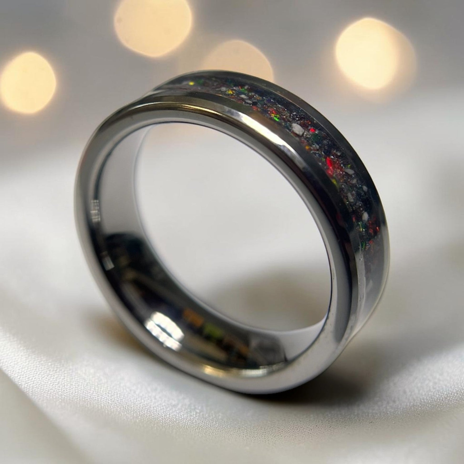 Tungsten men's channel ring, handcrafted in uk