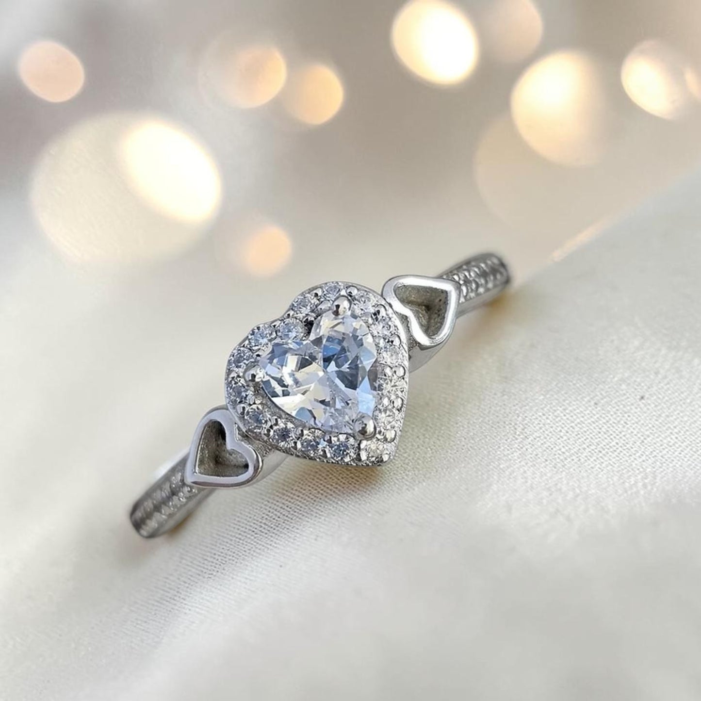 Heart Cluster Ring — sterling silver ashes memorial ring, handcrafted in Lancashire, UK