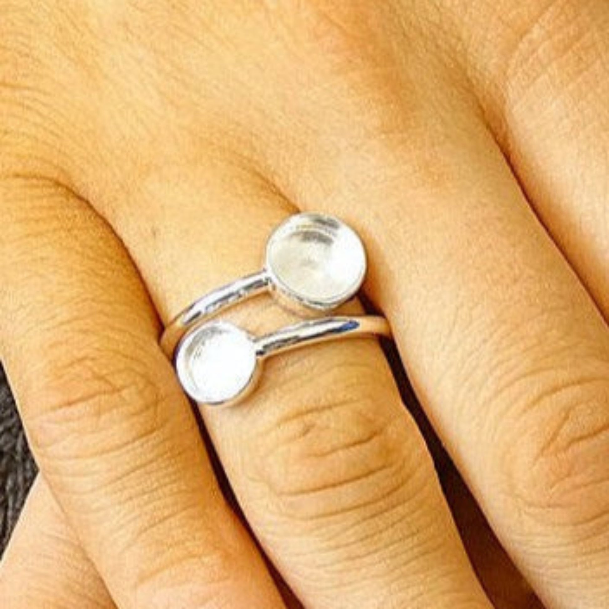 Elysia Ring — silver two stone adjustable keepsake memorial ring, handcrafted in the UK