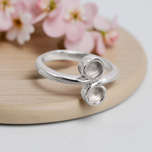 Solid 925 Silver swirl Duo Ring