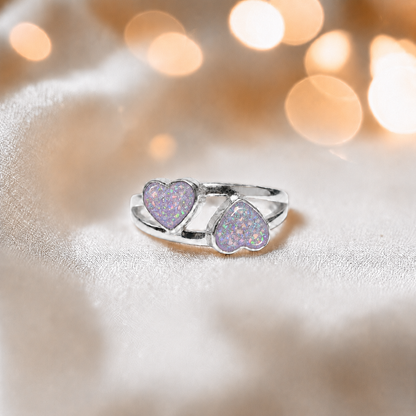 Keepsake Memorial alouette ashes ring, in unicorn opal, handcrafted in Lancashire, UK