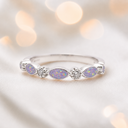 Keepsake Memorial Silver Arabella Half-Band Marquise Ashes Ring in Unicorn Purple  — handcrafted in Lancashire, UK
