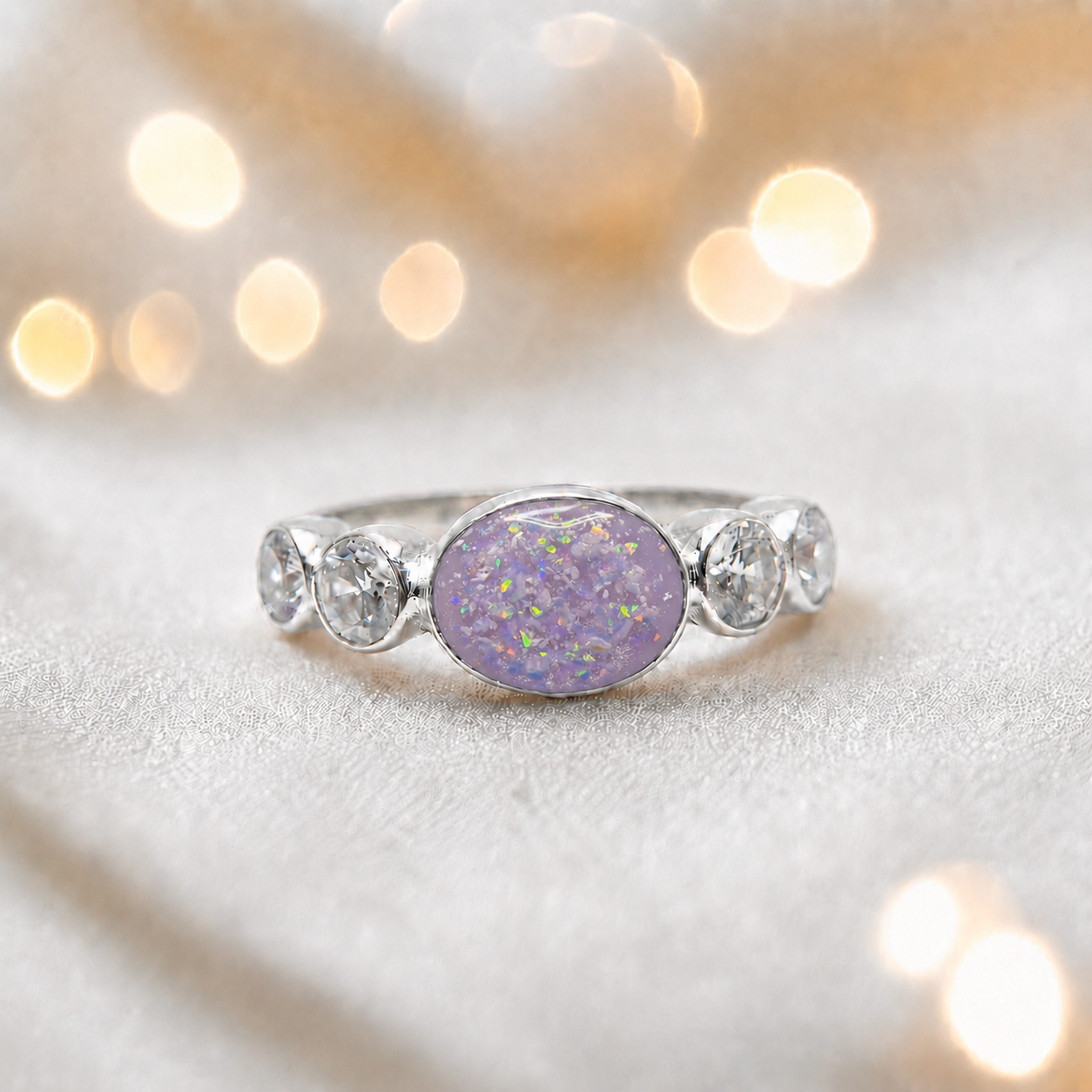 Keepsake Memorial Silver Arcadia Ashes Ring in Unicorn Purple - Handcrafted in the UK