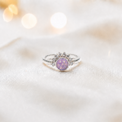 Keepsake Memorial Silver Aurora Ashes Ring in Unicorn Purple - Handcrafted in the UK