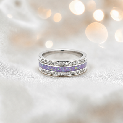 Keepsake Memorial Silver Evie Ashes Ring in Unicorn Purple - Handcrafted in the UK