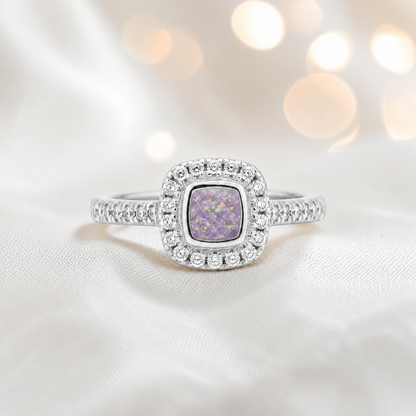 Keepsake Memorial Silver Florence Ashes Ring in unicorn purple - Handcrafted in the UK
