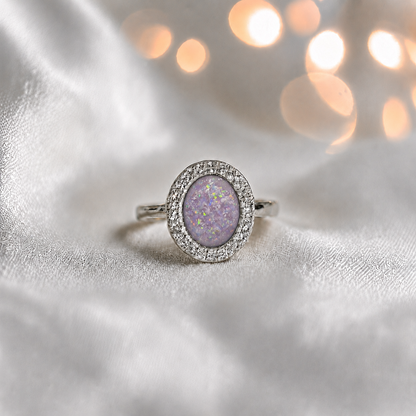 Keepsake Memorial Silver Halo Ashes Ring in Unicorn Purple - Handcrafted in the UK