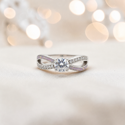 Keepsake Memorial Silver Infinity Ashes Ring in unicorn purple - Handcrafted in the UK 