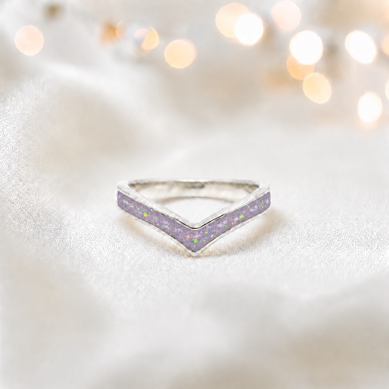 Unicorn purple Ivy 9ct white gold wishbone ashes ring, handcrafted in Lancashire, UK – by Keepsake Memorial Jewellery