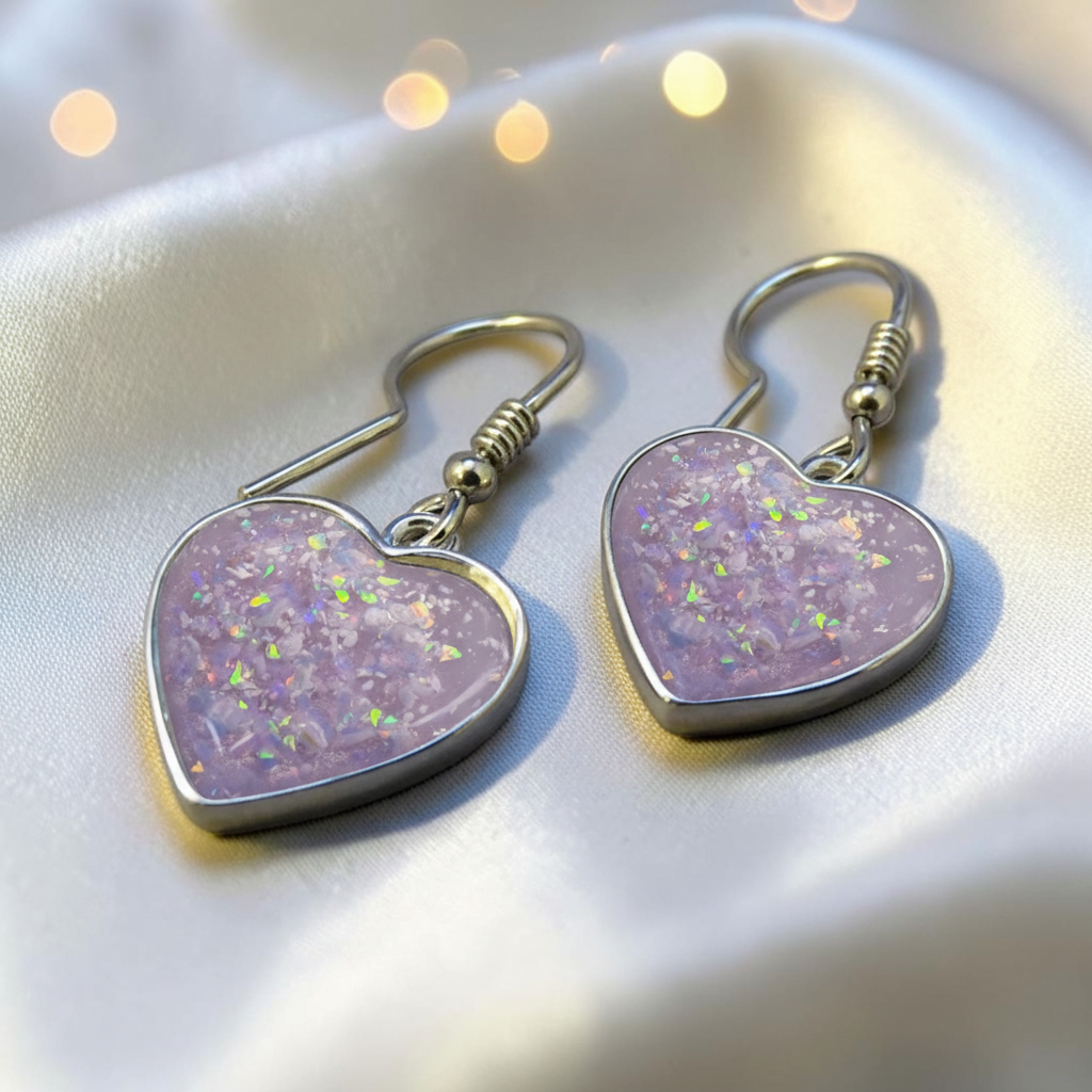 Keepsake Memorial Silver Ladies Heart Ashes Earrings - Whispers Of Love