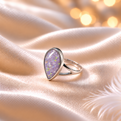keepsake memorial silver teardrop ashes ring  Elizabeth, handcrafted in Lancashire