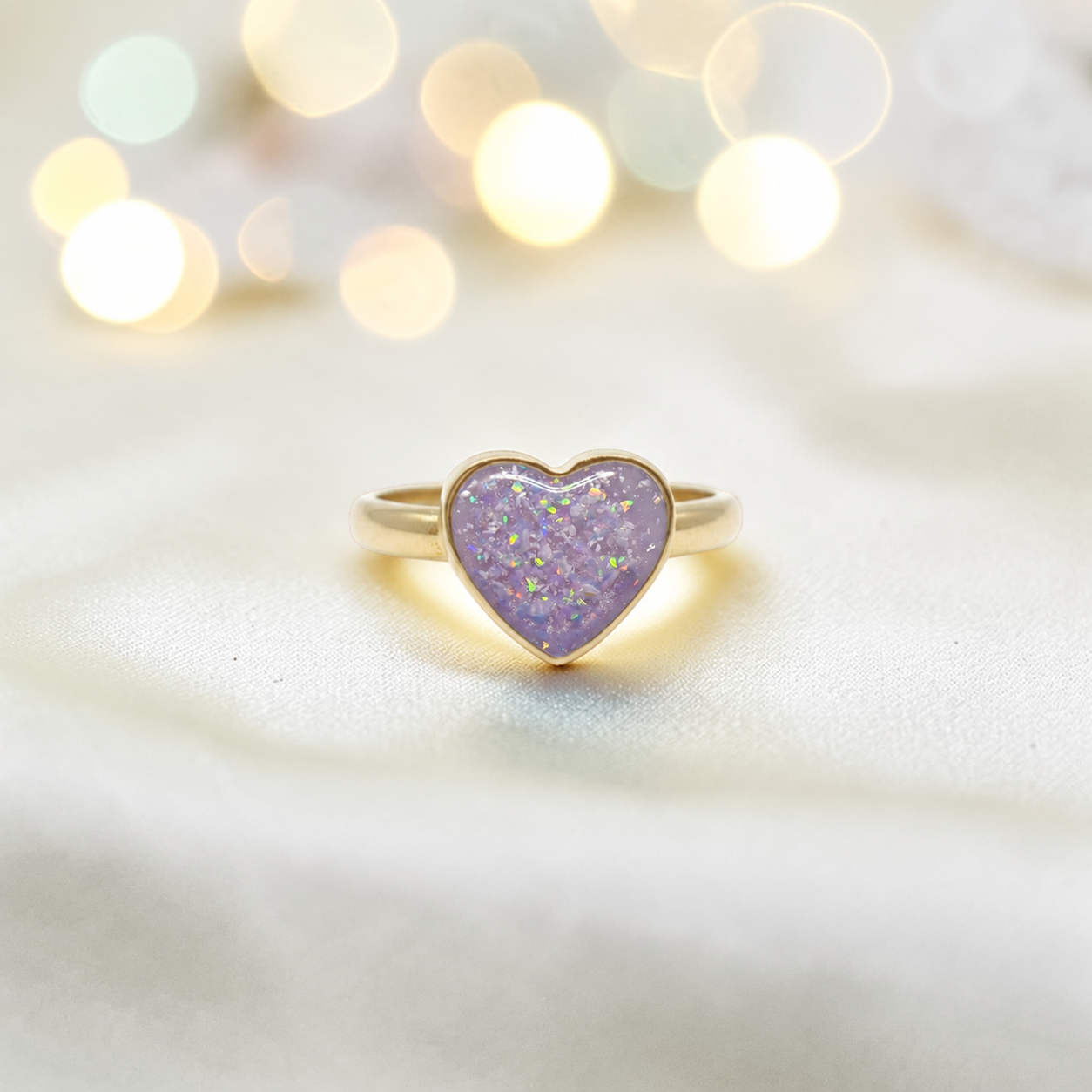 Unicorn Purple 9ct gold heart memorial ring, Juliette, handcrafted in Lancashire, UK – by Keepsake Memorial Jewellery
