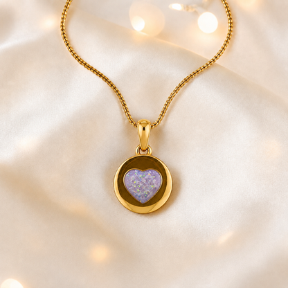 Unicorn Purple Dainty Heart 9ct gold pendant, handcrafted in Lancashire UK – by Keepsake Memorial Jewellery
