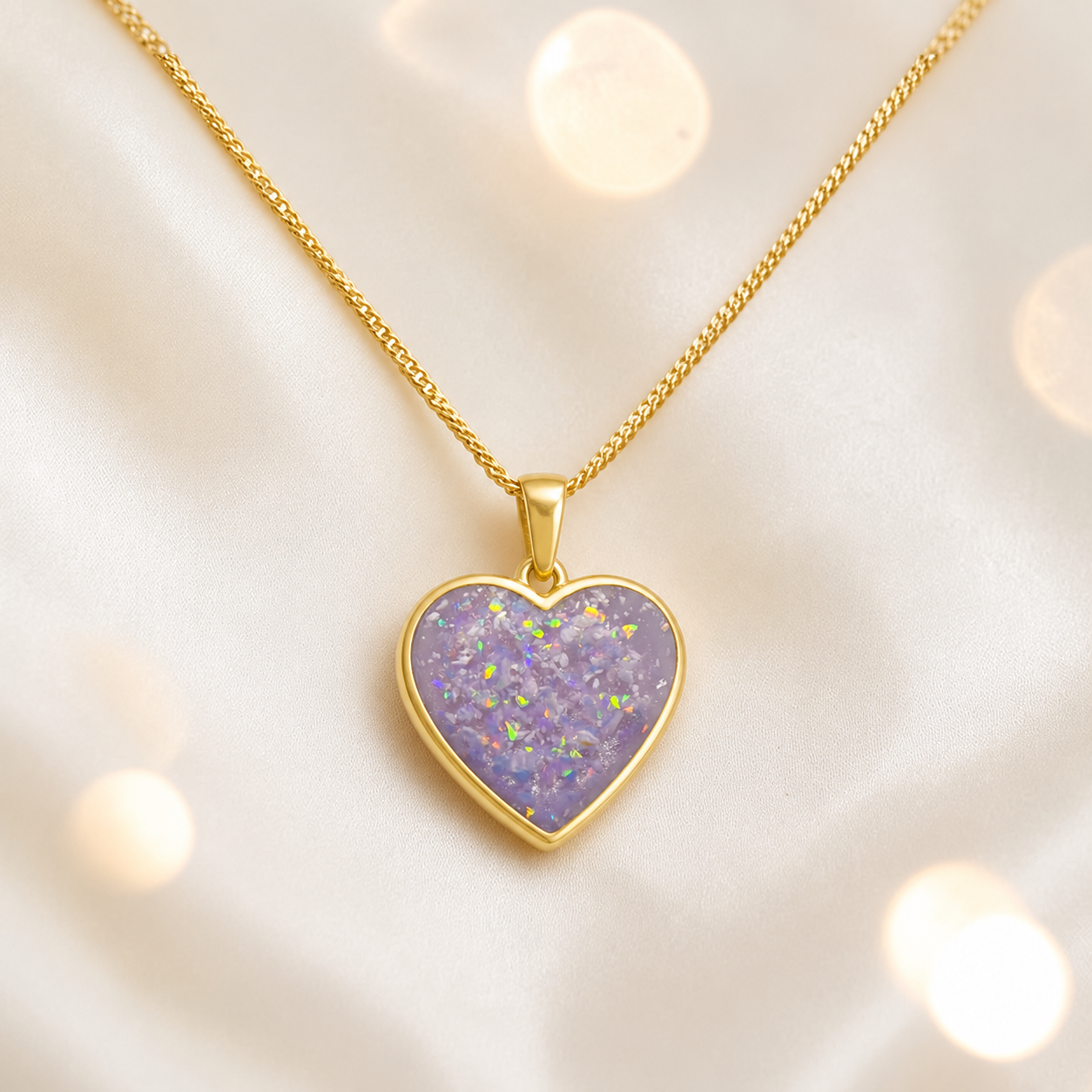 Unicorn purple Golden heart 9ct gold pendant, handcrafted in Lancashire UK – by Keepsake Memorial Jewellery