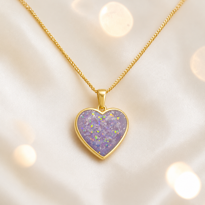 Unicorn purple Golden heart 9ct gold pendant, handcrafted in Lancashire UK – by Keepsake Memorial Jewellery