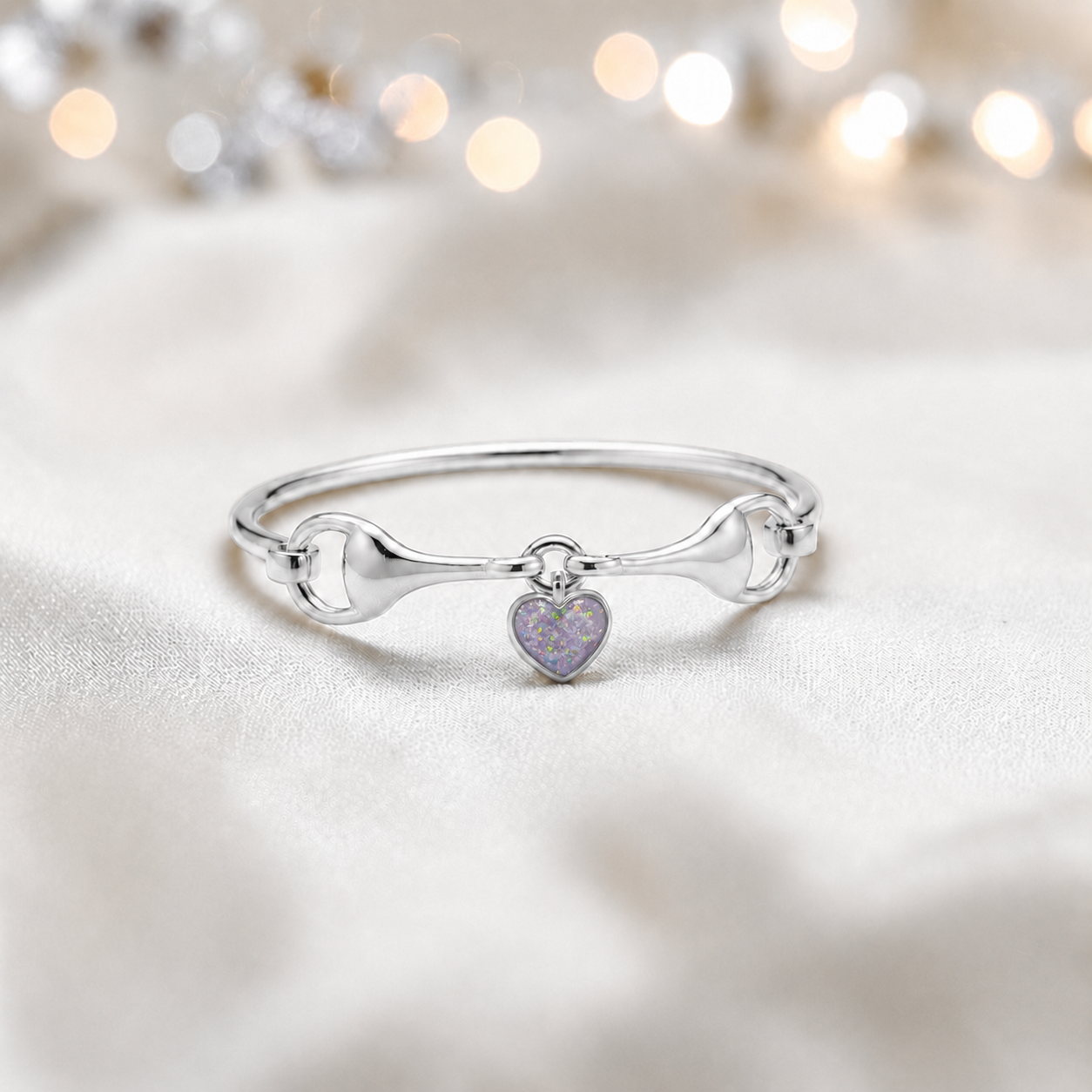 Silver Rocket snaffle bit ashes bangle in unicorn purple,  handcrafted in Lancashire UK - by Keepsake Memorial Jewellery