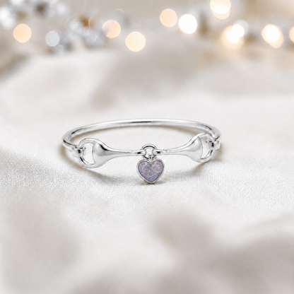 Silver Rocket snaffle bit ashes bangle in unicorn purple,  handcrafted in Lancashire UK - by Keepsake Memorial Jewellery
