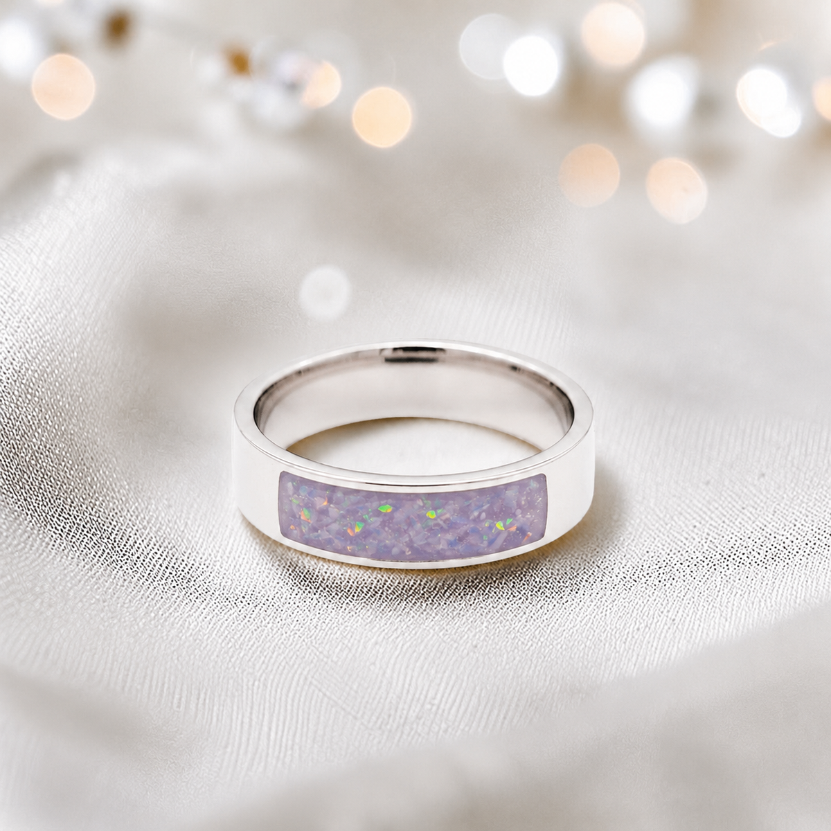 Unicorn purple Solace men's sterling silver ring, handcrafted in Lancashire UK by Keepsake Memorial Jewellery