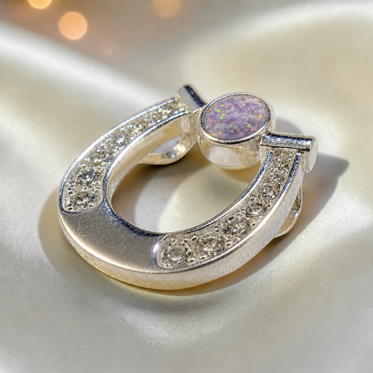 Sparkle horseshoe ashes pendant in unicorn purple,  handcrafted in Lancashire UK - by Keepsake Memorial Jewellery