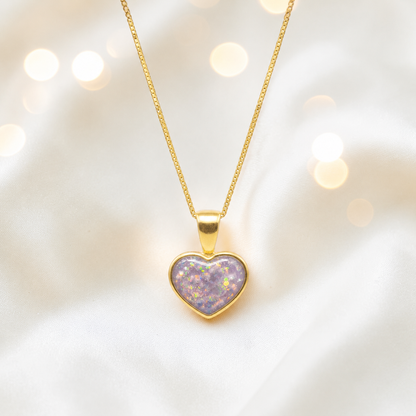 Unicorn Purple Treasured  heart 9ct gold pendant, handcrafted in Lancashire UK – by Keepsake Memorial Jewellery