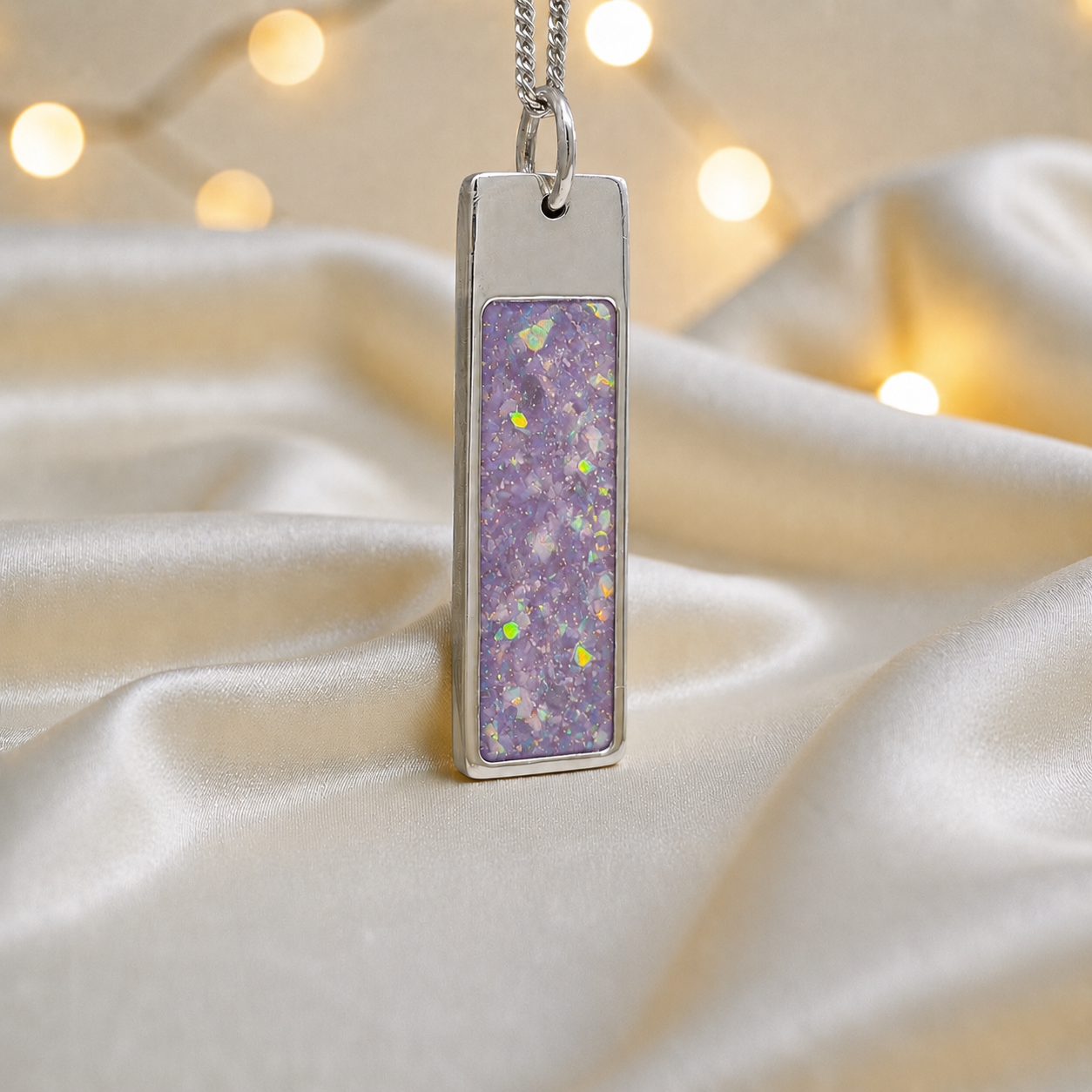 Unicorn purple Valour men's sterling silver memorial pendant, handcrafted in Lancashire UK by Keepsake Memorial Jewellery