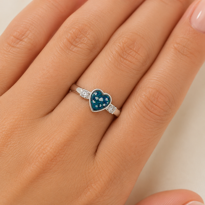 silver valentina ashes memorial ring, handcrafted in Lancashire