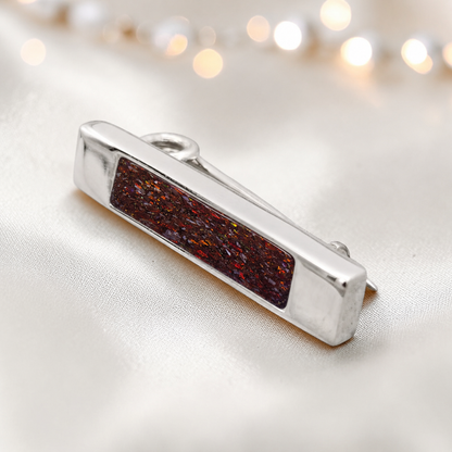 Venus Stock Pin — silver bar ashes memorial pin, in copper mocha, handcrafted in Lancashire, UK - by Keepsake Memorial Jewellery