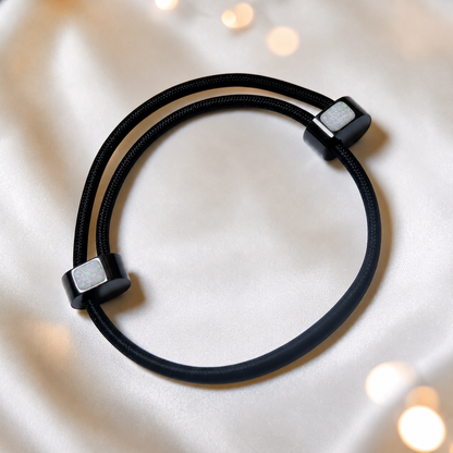 White snow Atlas men's stainless steel and cord memorial bracelet , handcrafted in Lancashire UK by Keepsake Memorial Jewellery