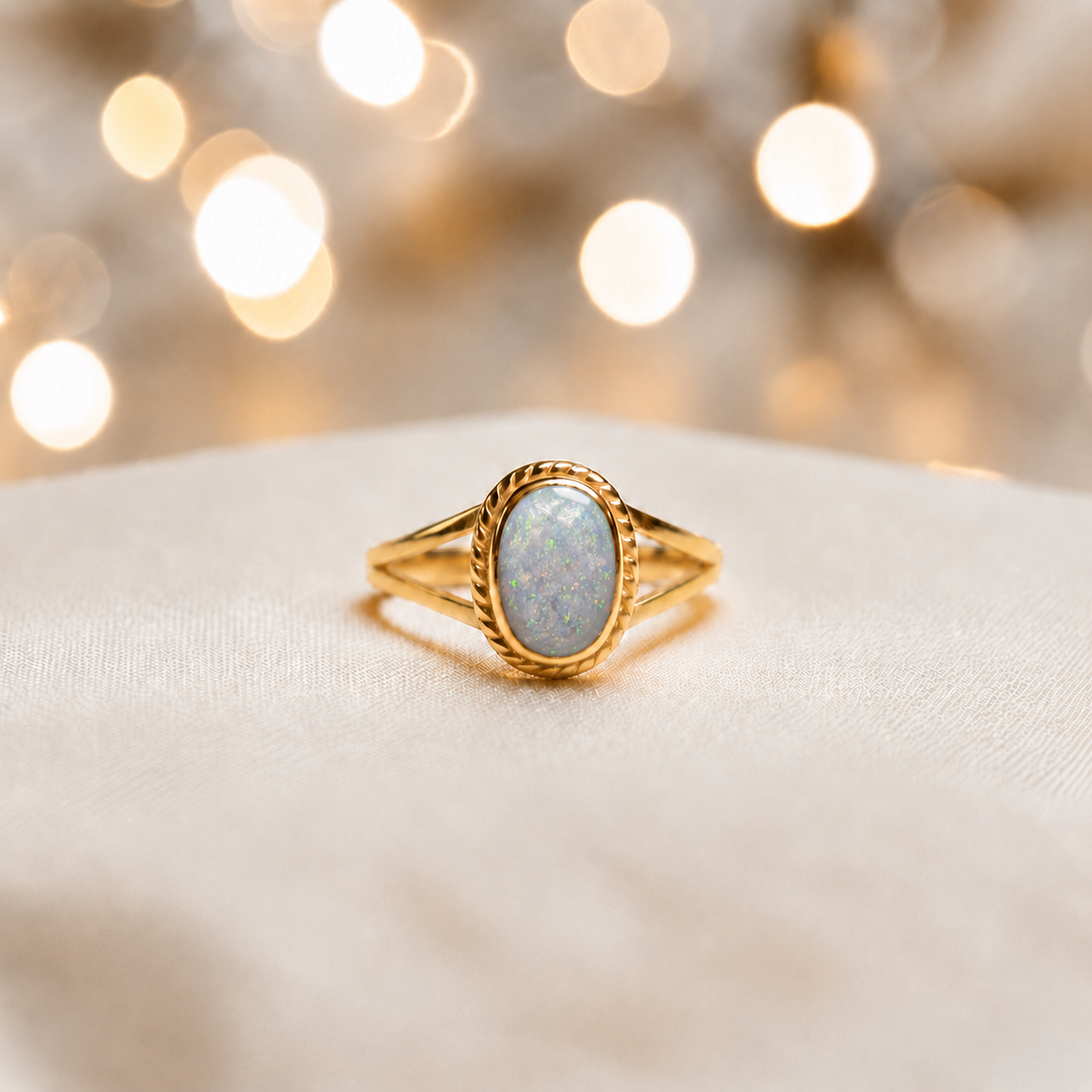 White Snow Ayla, 9ct gold oval memorial ring, handcrafted in Lancashire, UK – by Keepsake Memorial Jewellery