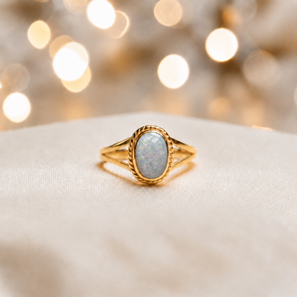 White Snow Ayla, 9ct gold oval memorial ring, handcrafted in Lancashire, UK – by Keepsake Memorial Jewellery