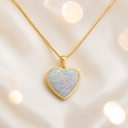 White Snow Golden heart 9ct gold pendant, handcrafted in Lancashire UK – by Keepsake Memorial Jewellery