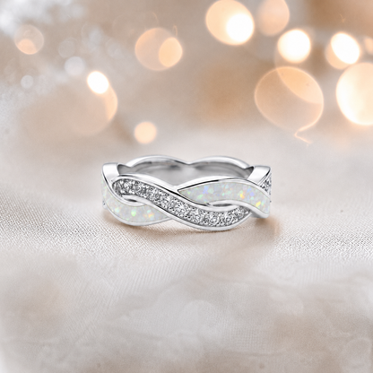 Keepsake Memorial silver Grace and ring, in white snow, handcrafted in Lancashire, UK